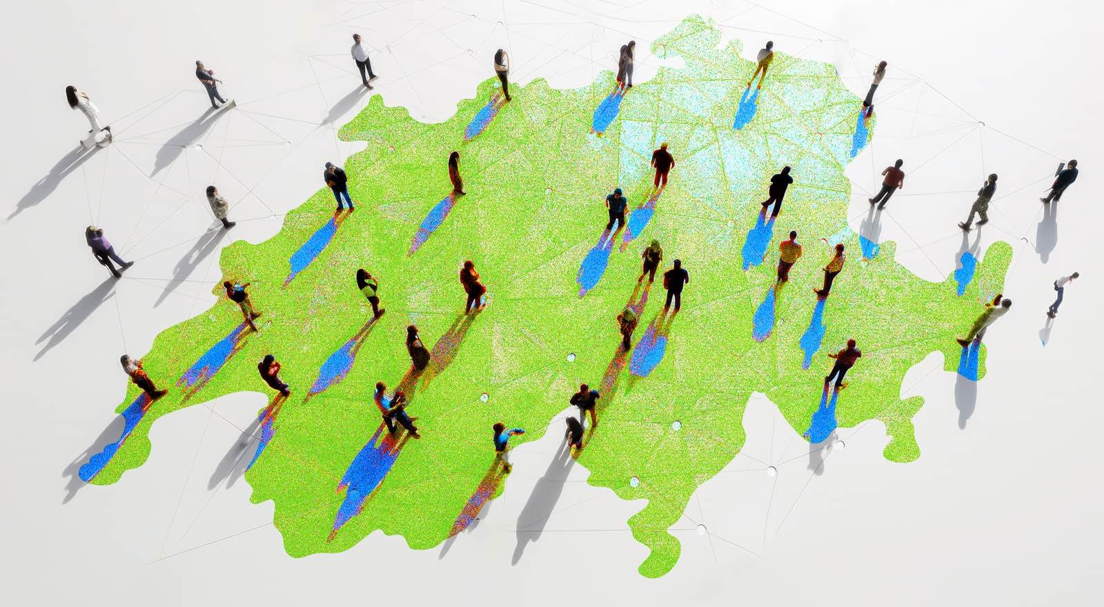 Schweiz Abbildung grafisch mit Menschen